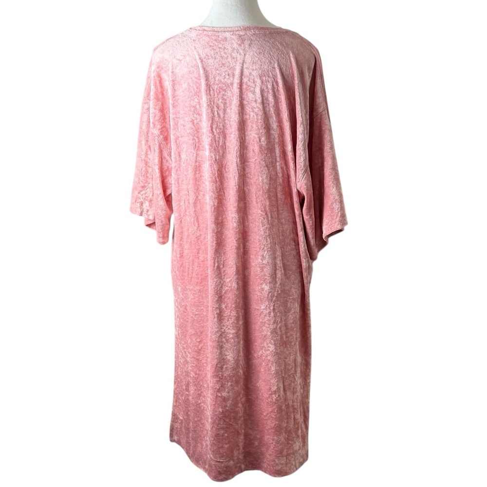 We The Free Pink Crushed Velvet Tunic Dress Oversized Boho V Neck Side Slit S - Picture 4 of 9